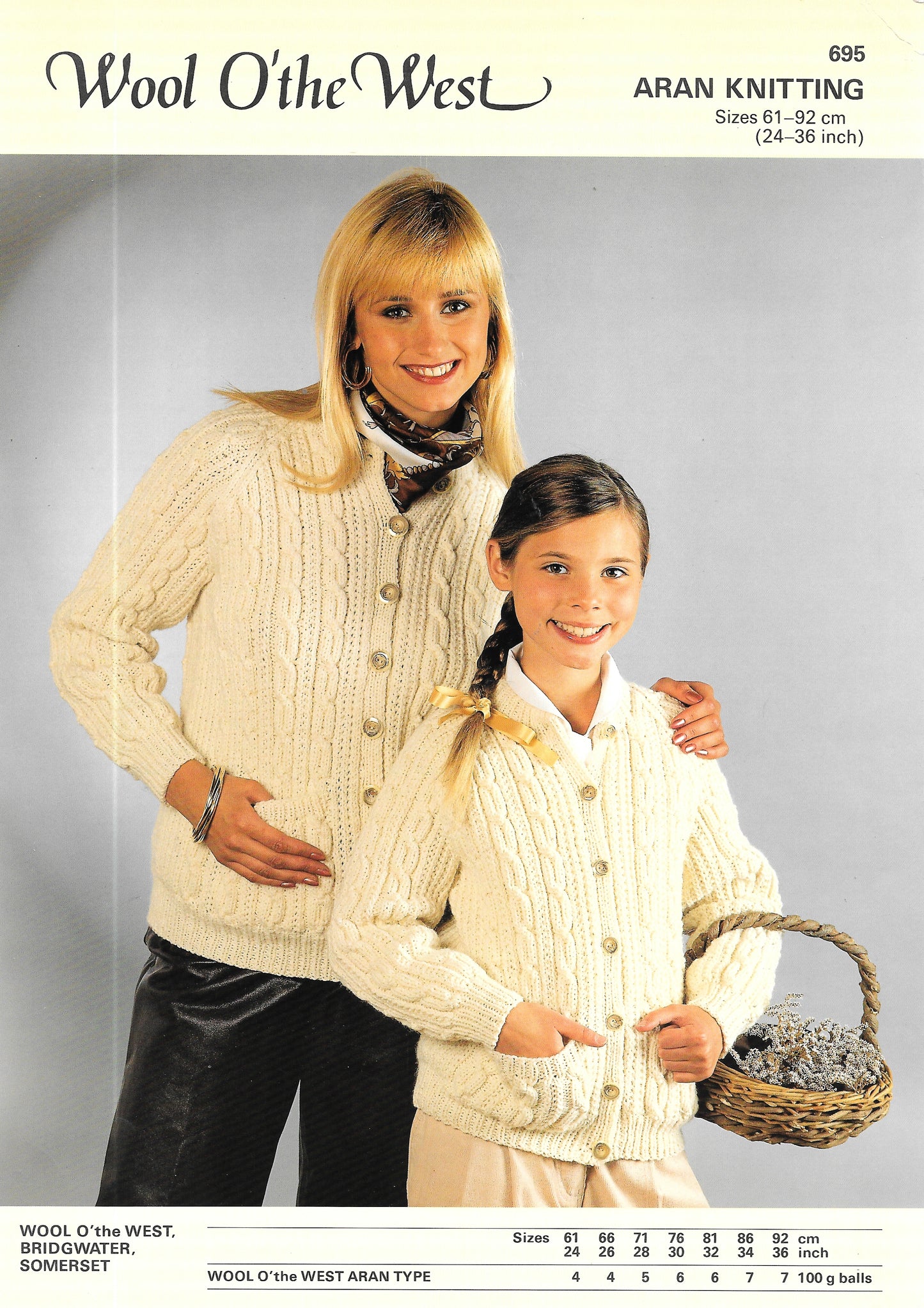 695 PRELOVED Wool O'the West Knitting Pattern. Family Aran Cardigans