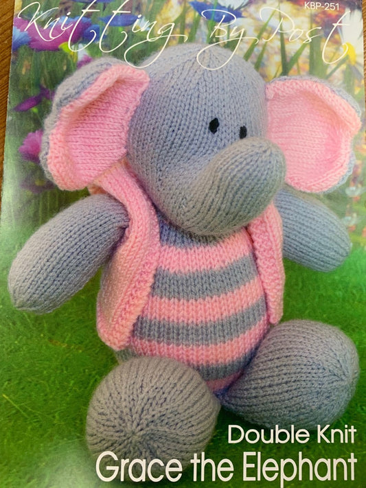 KBP-251 Grace the Elephant toy in DK knitting pattern