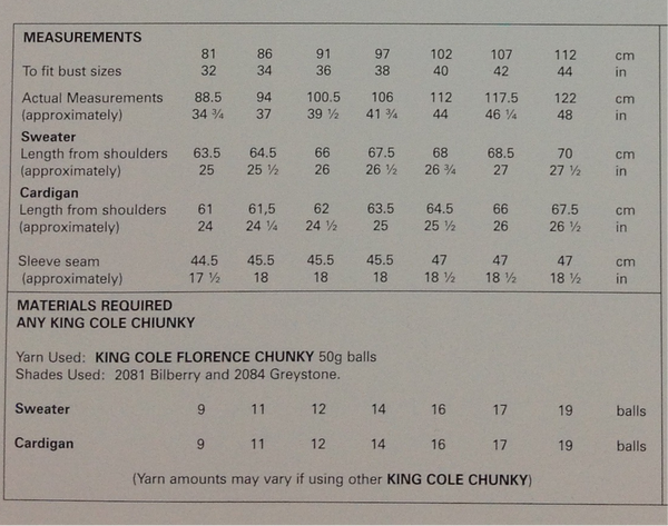 King Cole 4295 Chunky Ladies Sweater and Cardigan knitting pattern