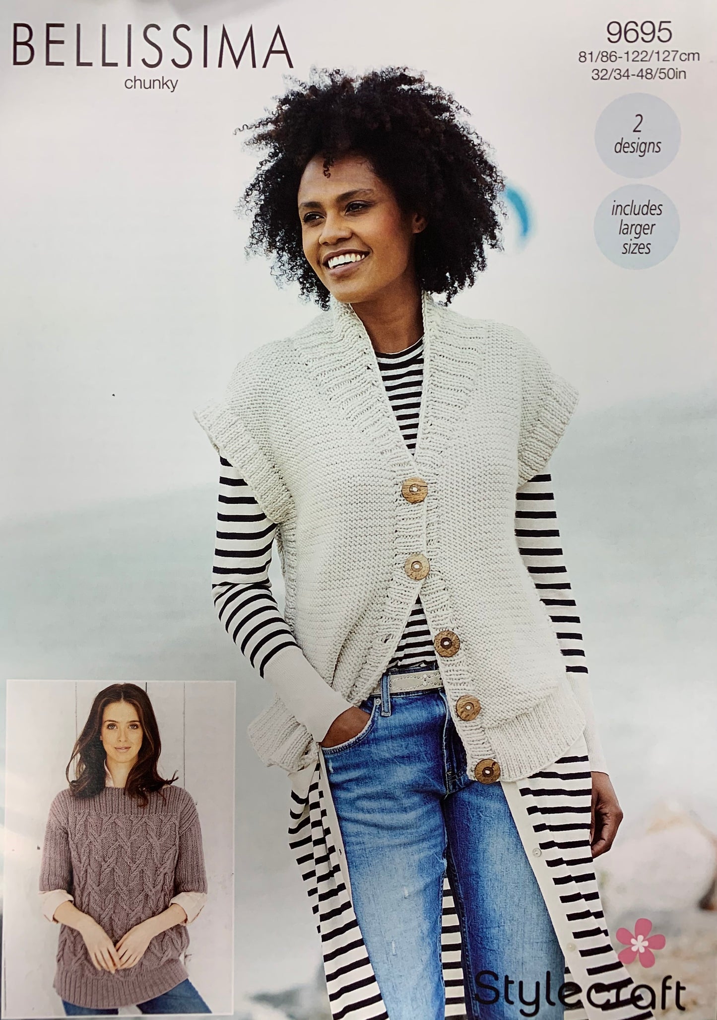 9695 Stylecraft Bellissima chunky ladies sweater and jacket knitting pattern