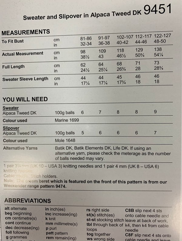 9451 Stylecraft Alpaca Tweed dk ladies sweater and slipover knitting pattern