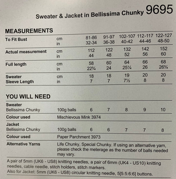 9695 Stylecraft Bellissima chunky ladies sweater and jacket knitting pattern