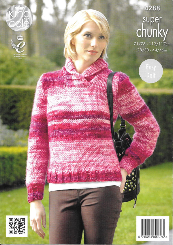 King Cole 4288 Big Value Super Chunky Tints Ladies Cardigan & Sweater knitting pattern