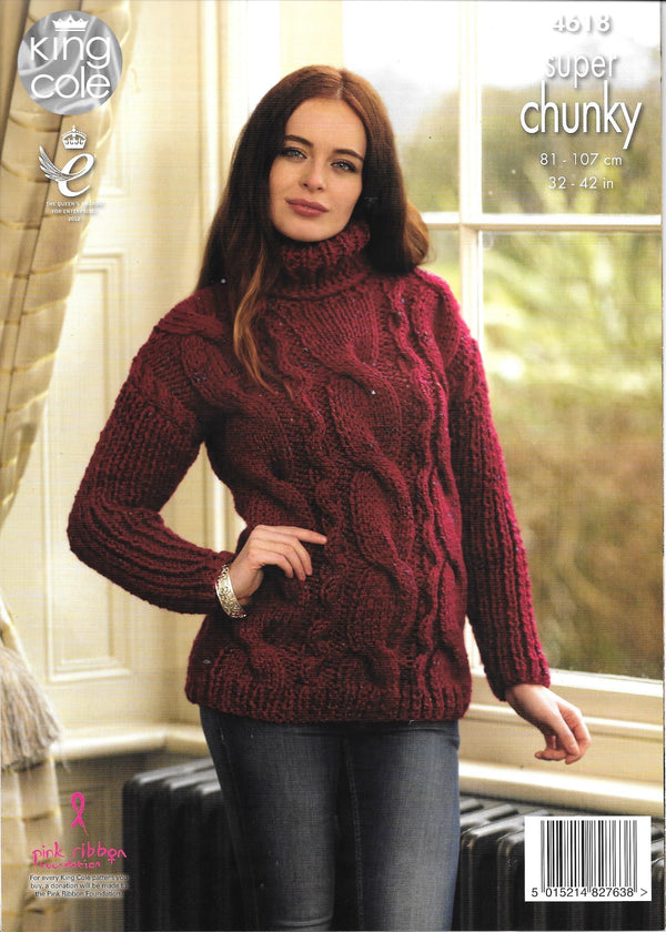 4618 King Cole super chunky ladies poncho and jumper knitting pattern