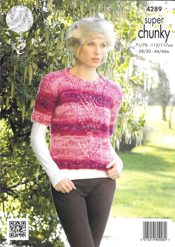 King Cole 4289 Big Value Super Chunky Tints ladies Sweaters knitting pattern
