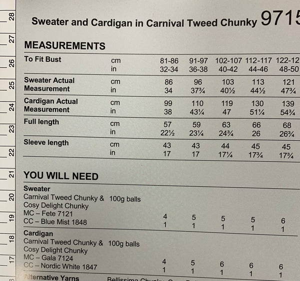 9715 Stylecraft Carnival Tweed Chunky Ladies cardigan & Sweater knitting pattern