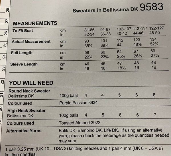 9583 Stylecraft Bellissima dk ladies sweaters knitting pattern