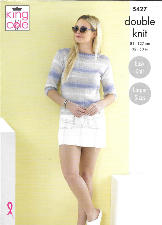 5427 King Cole Beaches Dk Ladies Sweater and Shawl Knitting Pattern