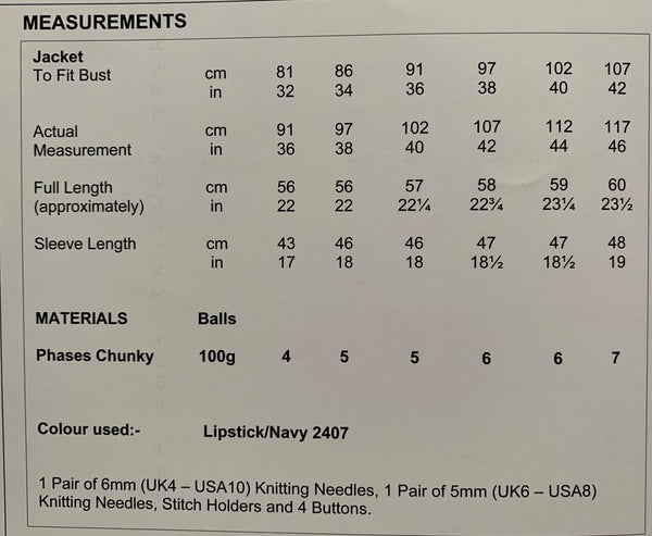 8564 Stylecraft Phases Chunky ladies jacket knitting pattern