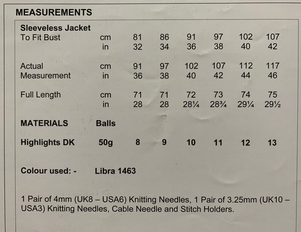 8575 Stylecraft Highlights dk ladies sleeveless jacket knitting pattern