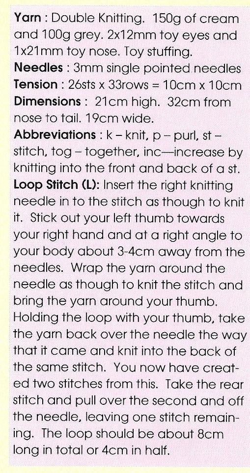 KBP009 Cracker Old English Sheepdog toy in Dk knitting pattern