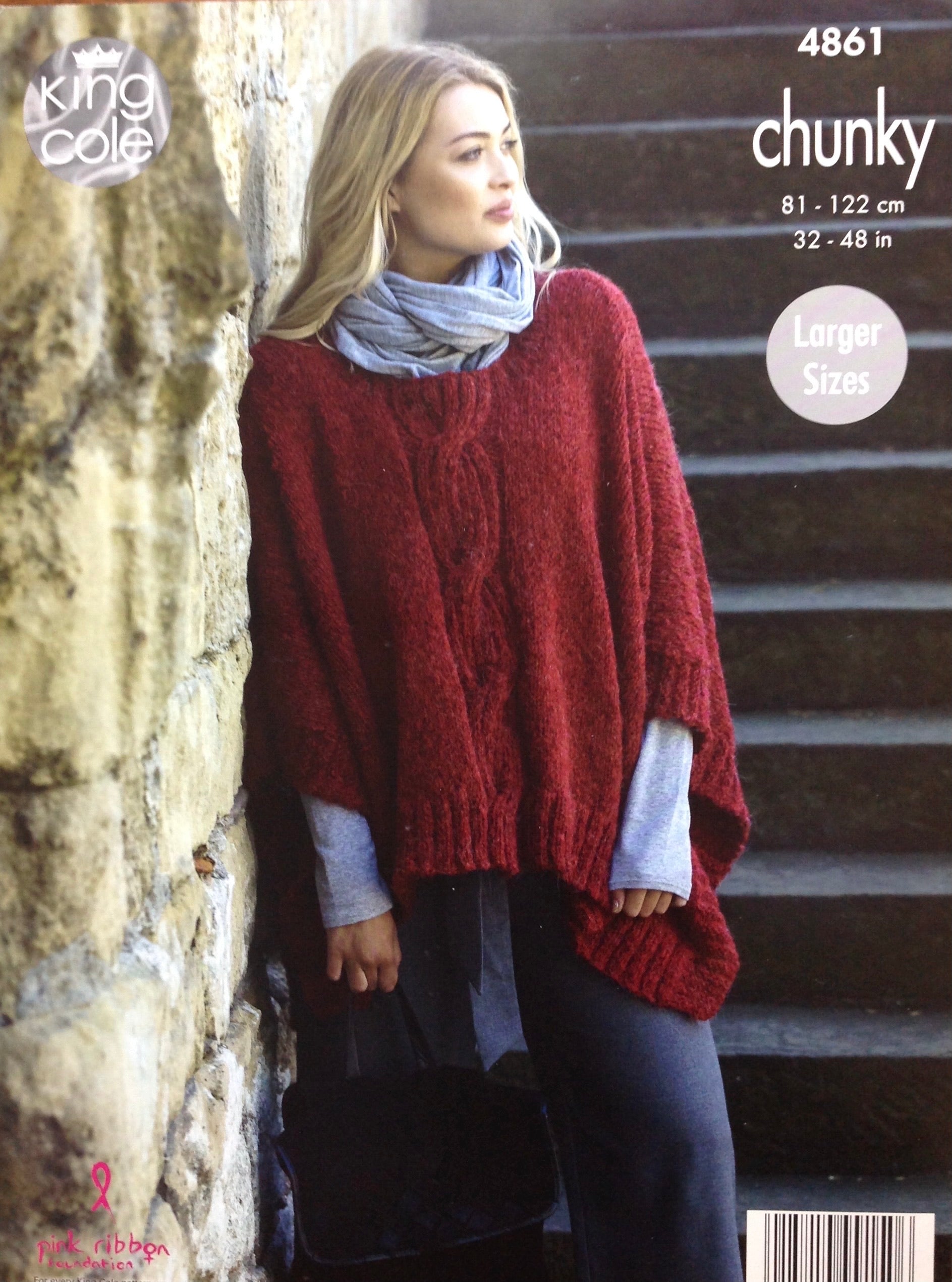 4861 King Cole chunky ladies poncho knitting pattern – Wool And