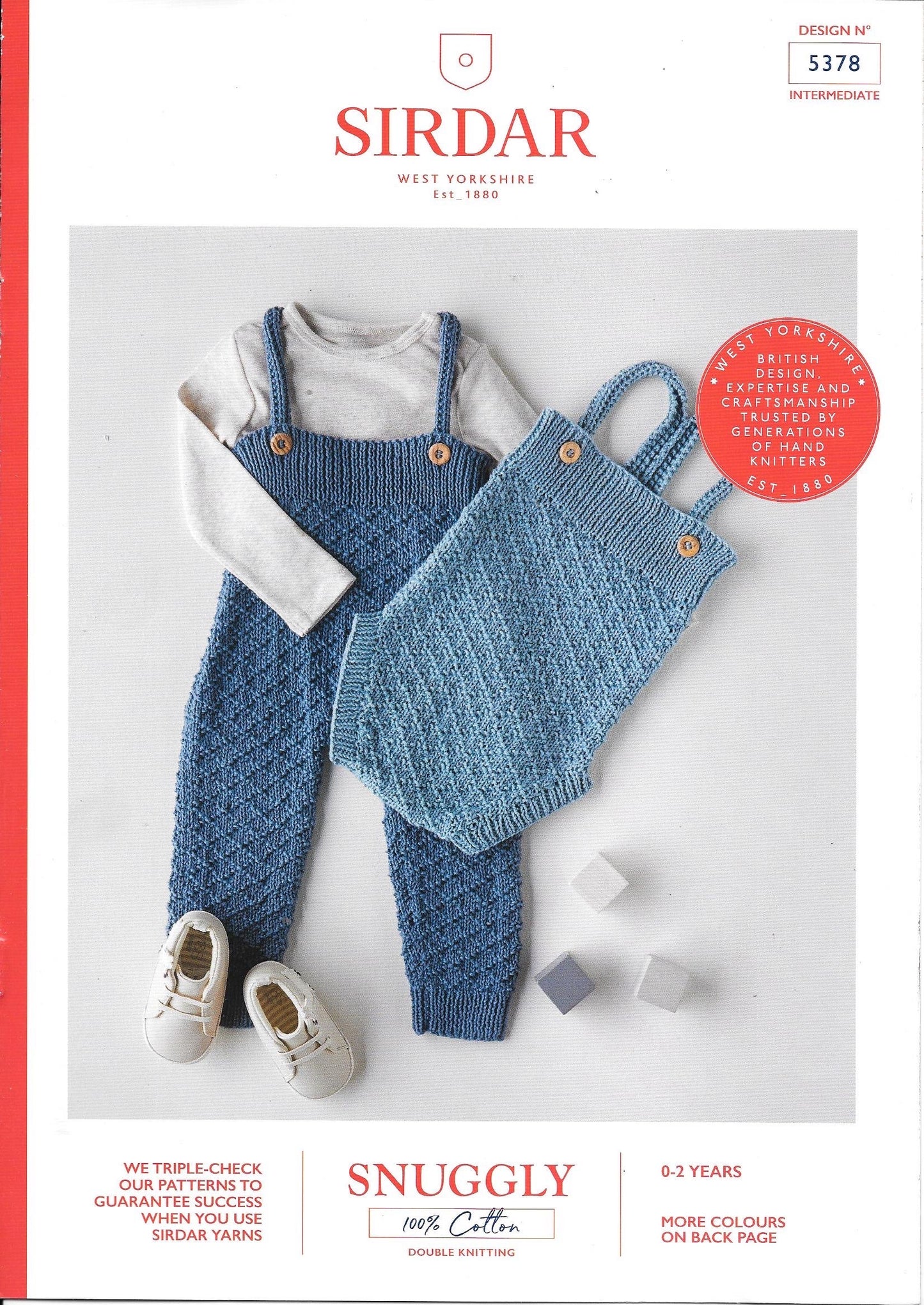 5378 Sirdar Snuggly 100% Cotton dk baby child all-in-one and romper knitting pattern