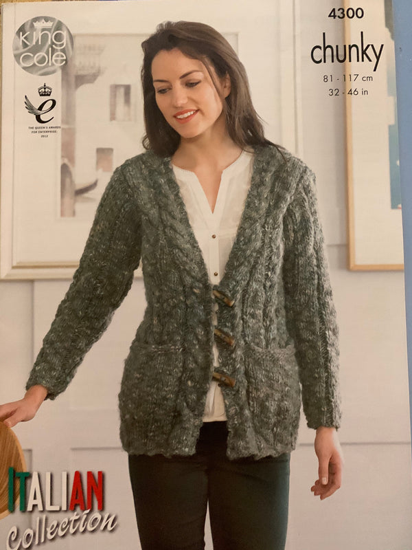 King Cole 4300 Chunky Ladies Jacket and Sweater knitting pattern