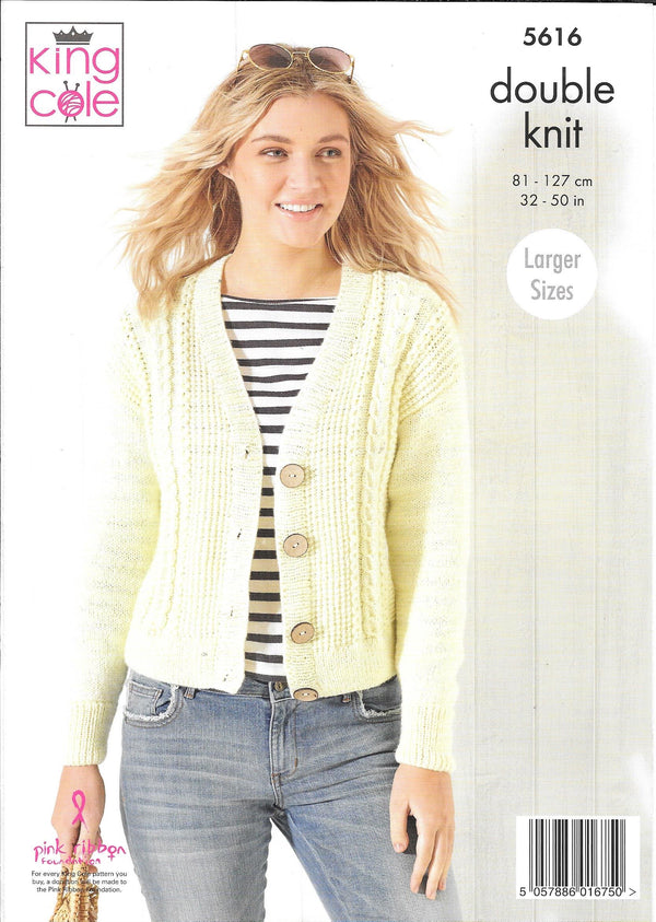 King Cole 5616 Paradise Beaches DK Ladies Cardigans Knitting pattern