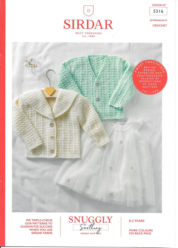 Sirdar 5316 Snuggly Soothing Cardigans Crochet Pattern