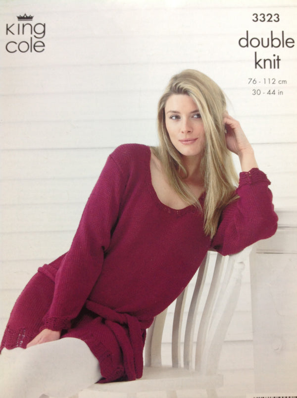 King Cole 3323 Dk Bamboo Cotton Ladies Top, Sleeveless and Long Sleeved Knitting pattern