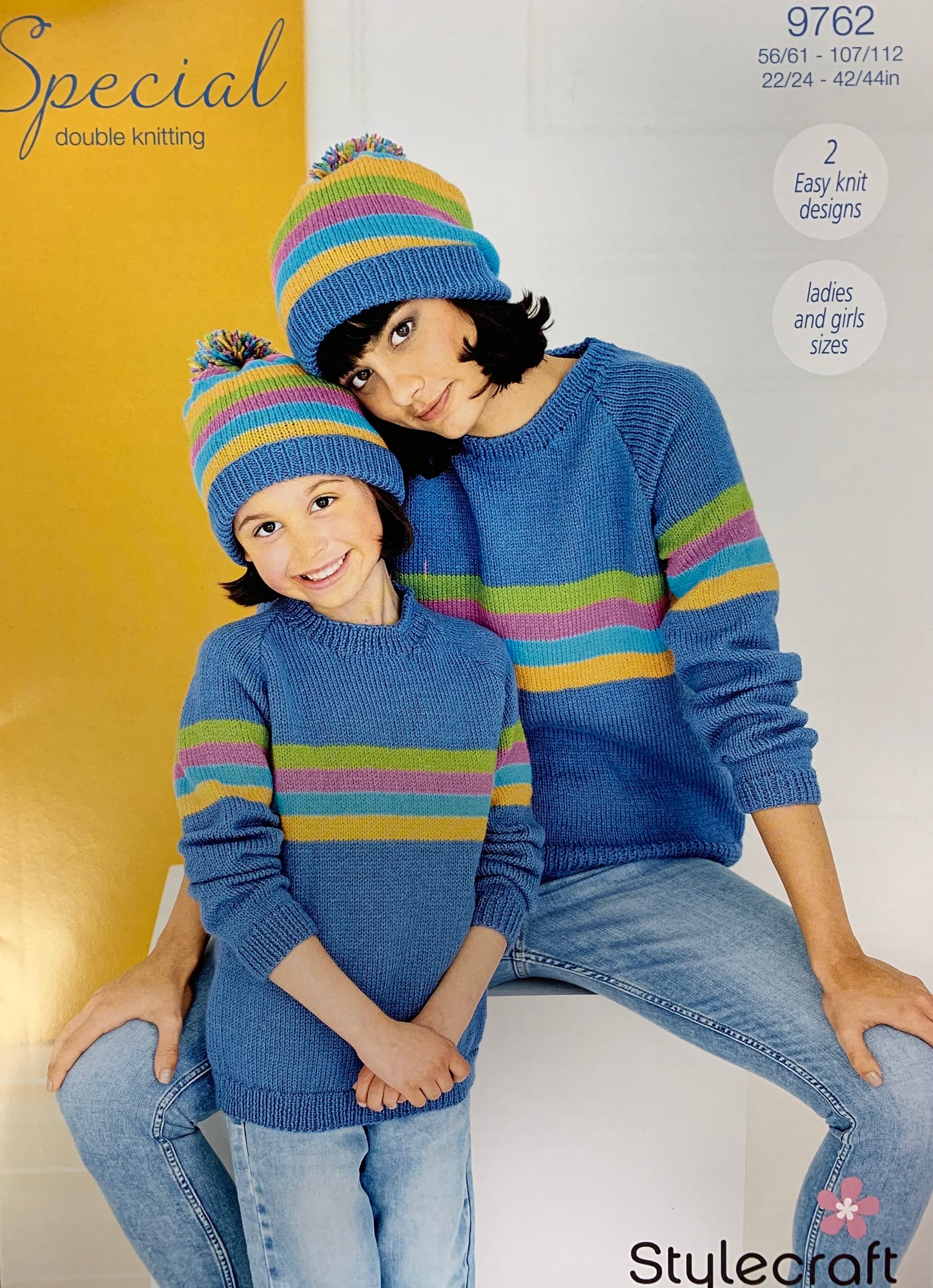 9762 Stylecraft Special dk ladies and child sweater and hat knitting pattern