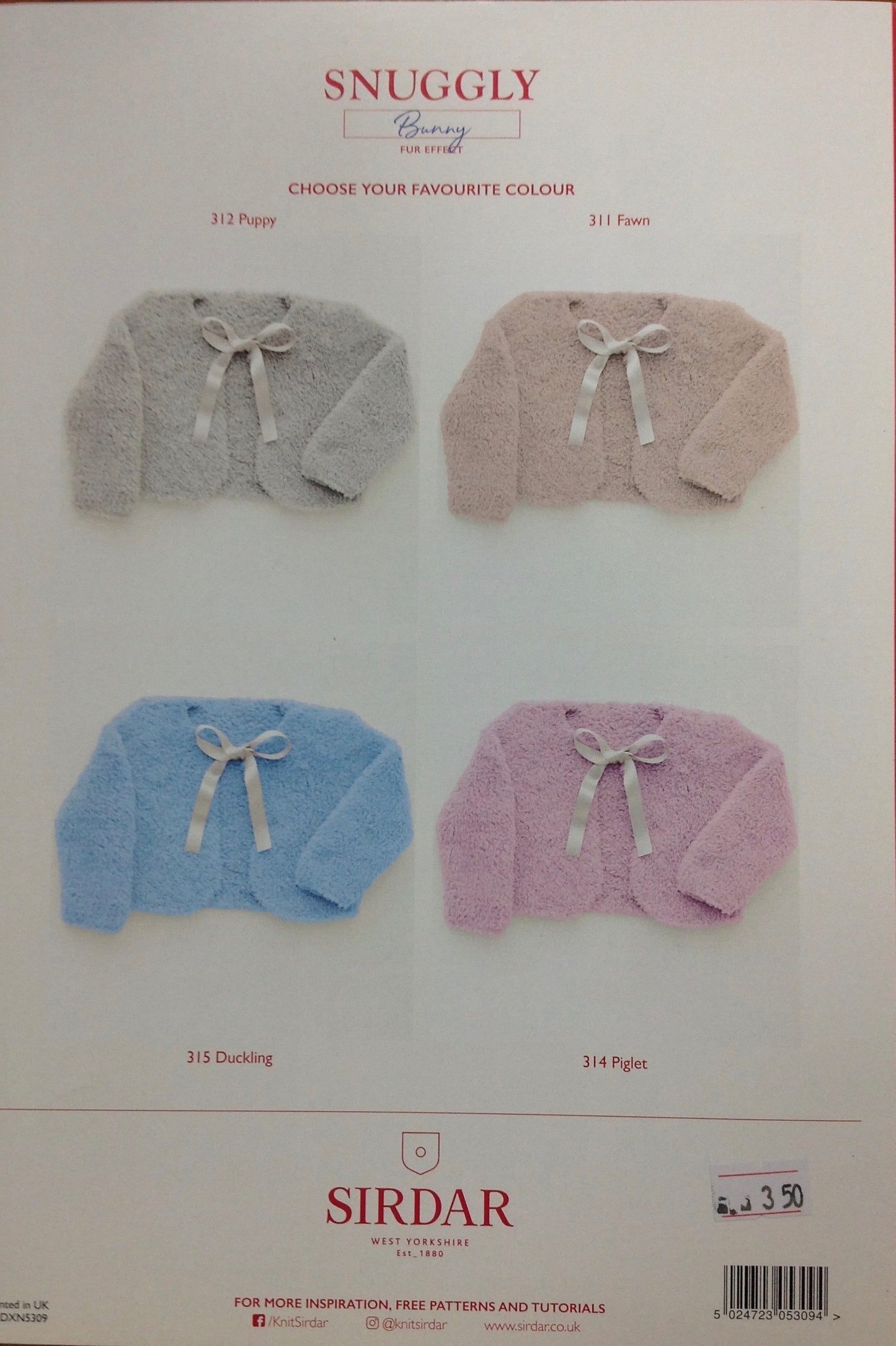 5309 Sirdar Bunny Fur Effect Baby Snuggly Bolero Knitting Pattern
