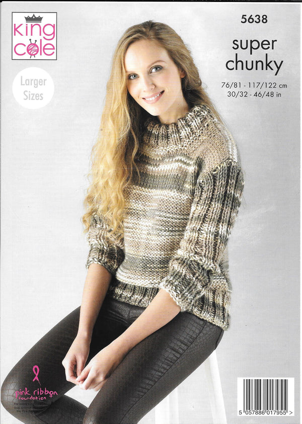 5638 King Cole Quartz Super Chunky ladies cardigan and sweater knitting pattern