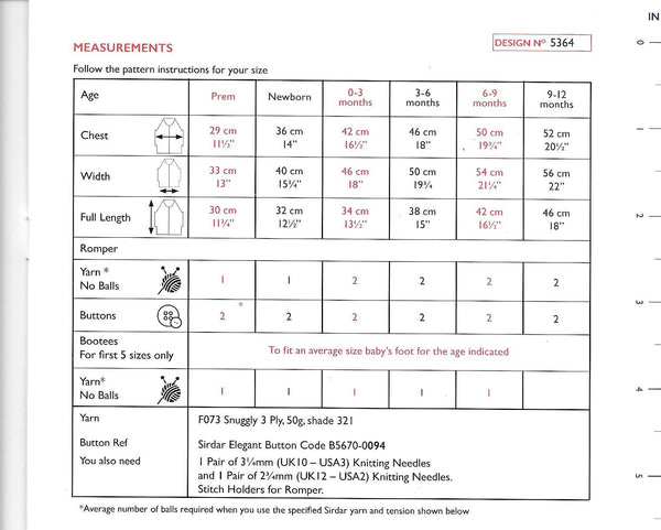 Sirdar 5364 Snuggly 3ply Baby Romper and Bootees knitting pattern