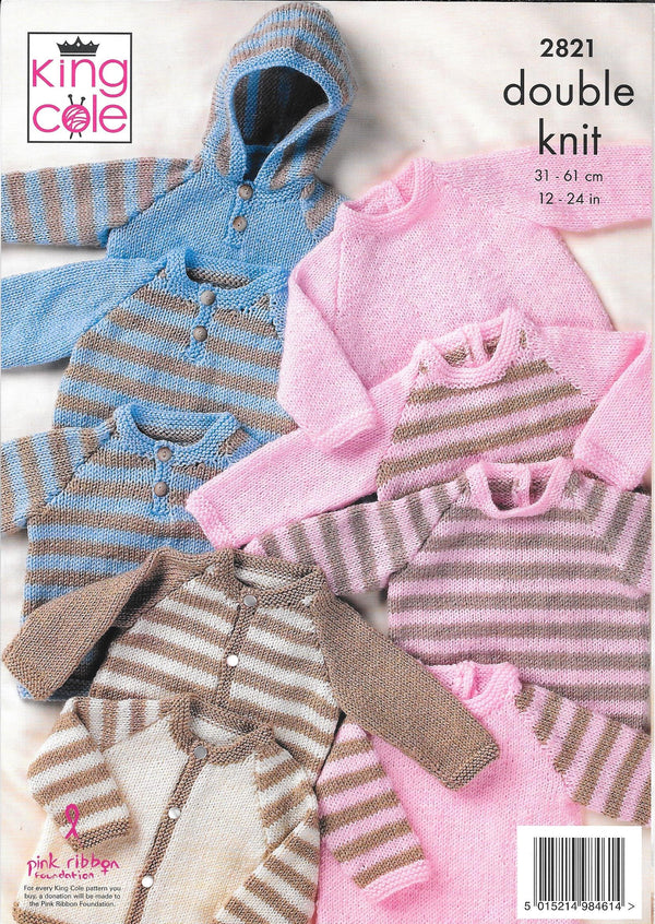 King Cole 2821 Baby, Child Plain and Striped Sweaters, Jackets Knitting pattern