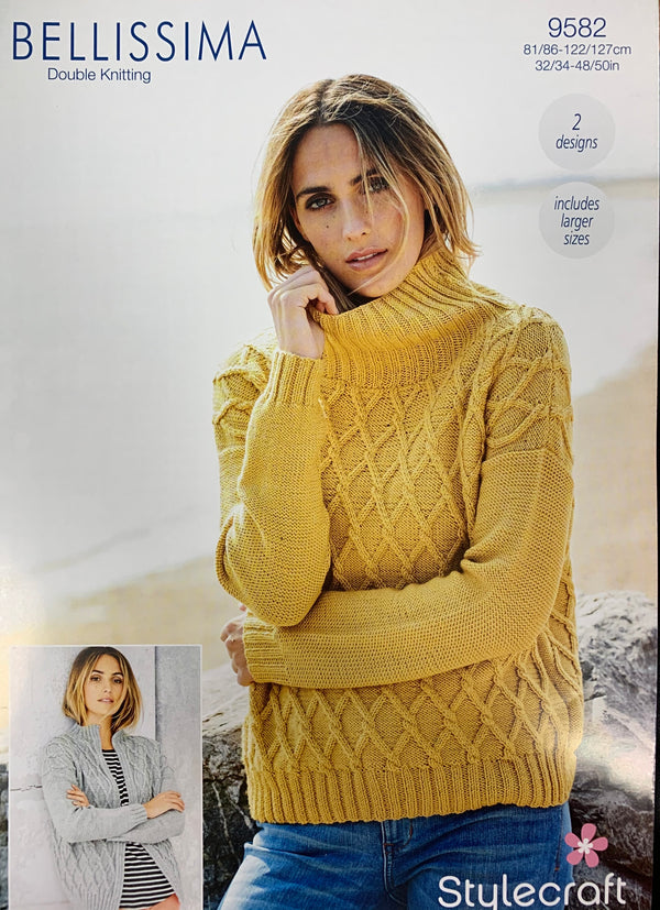 9582 Stylecraft Bellissima DK Ladies Sweater and Jacket knitting pattern