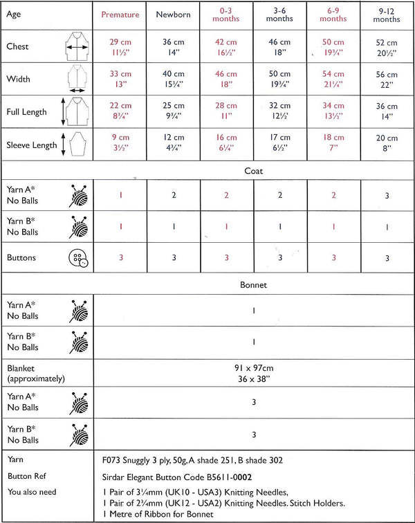 5361 Sirdar Snuggly 3ply premature and baby coat, bonnet and blanket