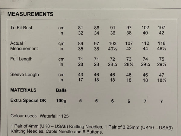 8505 Stylecraft dk Extra Special dk ladies long cardigan knitting pattern