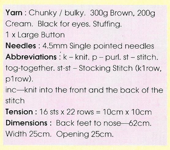 KBP-121 All Bear One Pyjama Case in Chunky knitting pattern