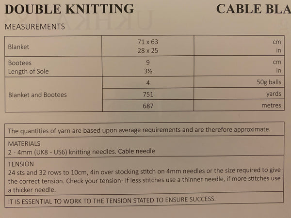 UKHKA 183 Double Knitting Baby Blanket and Bootees knitting pattern