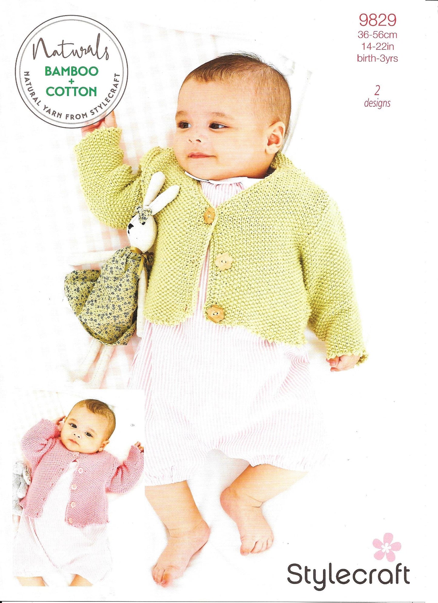 9829 Stylecraft Naturals Bamboo and cotton baby cardigans knitting pattern