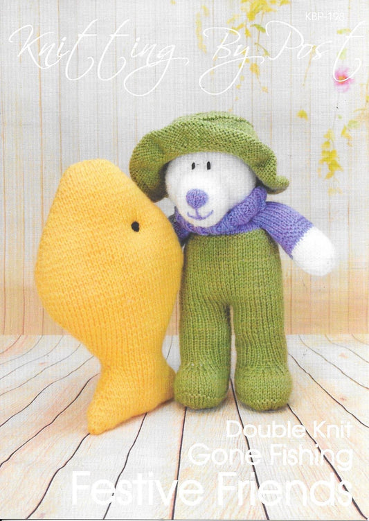 KBP198 Gone Fishing Festive Friends toy in DK knitting pattern