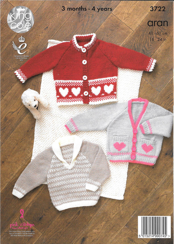 King Cole 3722 Comfort Aran baby - Child Jacket, Cardigan and Sweater knitting pattern