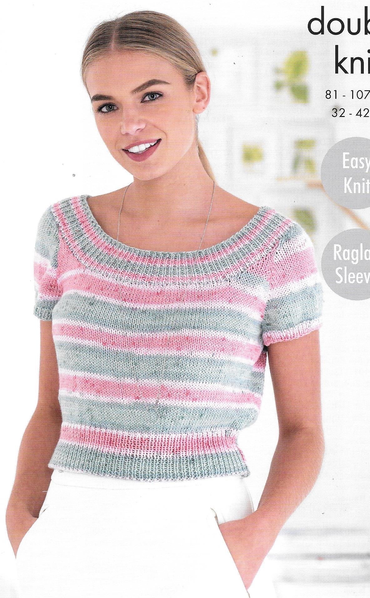 4772 King Cole Cottonsoft Crush dk ladies sleeveless and short sleeved top knitting pattern