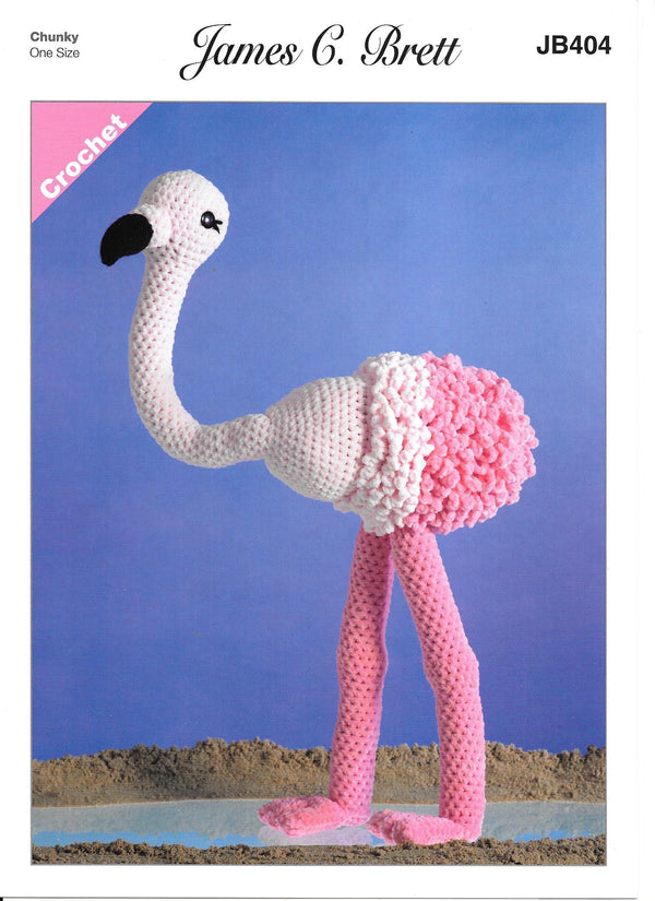JB404 James C Brett Flutterby Toy Flamingo Crochet Pattern