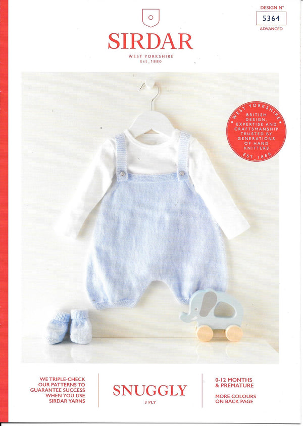 Sirdar 5364 Snuggly 3ply Baby Romper and Bootees knitting pattern