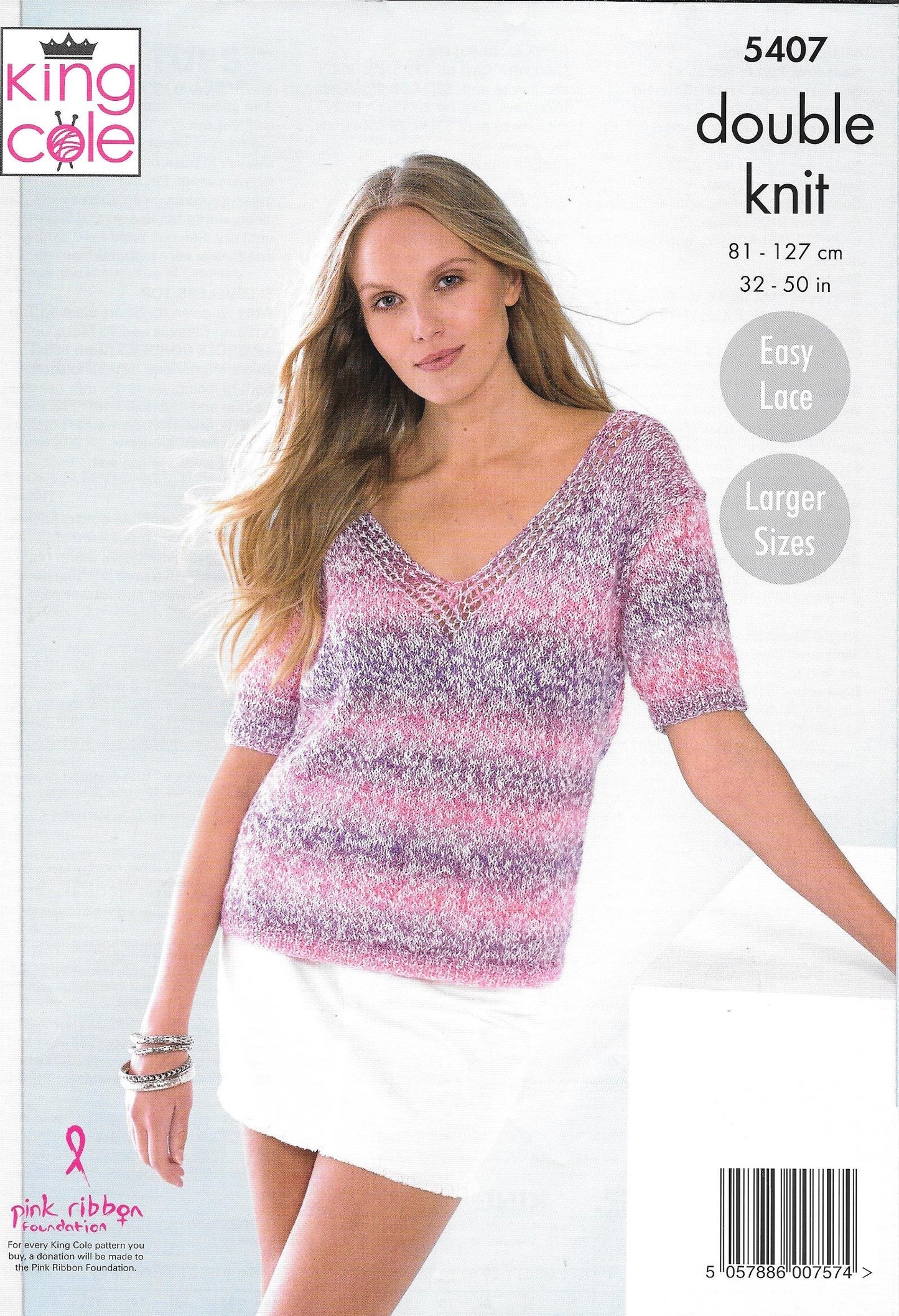 5407 King Cole Caribbean Calypso Dk Ladies Sleeveless and Short Sleeved Top Knitting Pattern