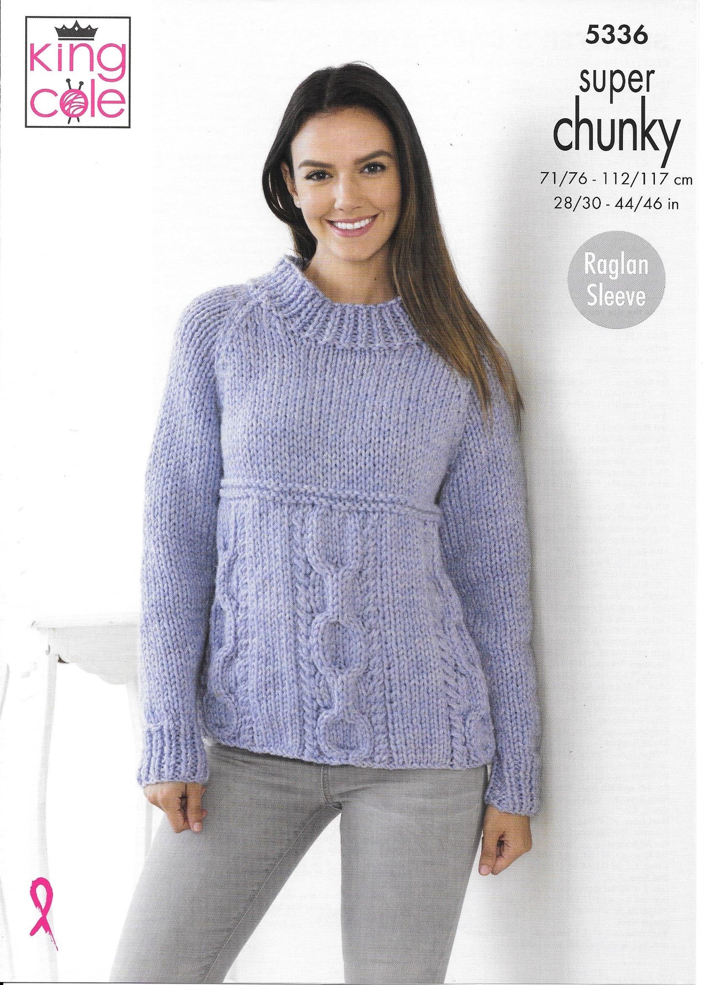 5336 King Cole Super chunky sweater and cardigan knitting pattern