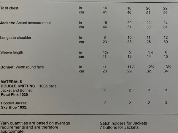 Stylecraft 4005 Wondersoft DK Baby, Child Jacket and Bonnet knitting pattern