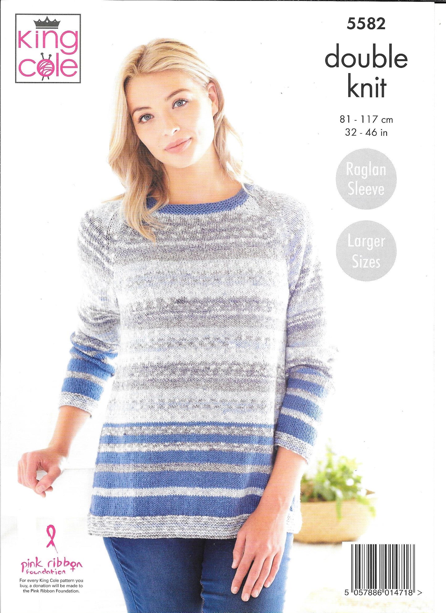 5582 King Cole Drifter dk ladies sweaters knitting pattern