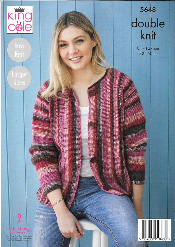 5648 King Cole Bramble DK Ladies Cardigans Knitting pattern