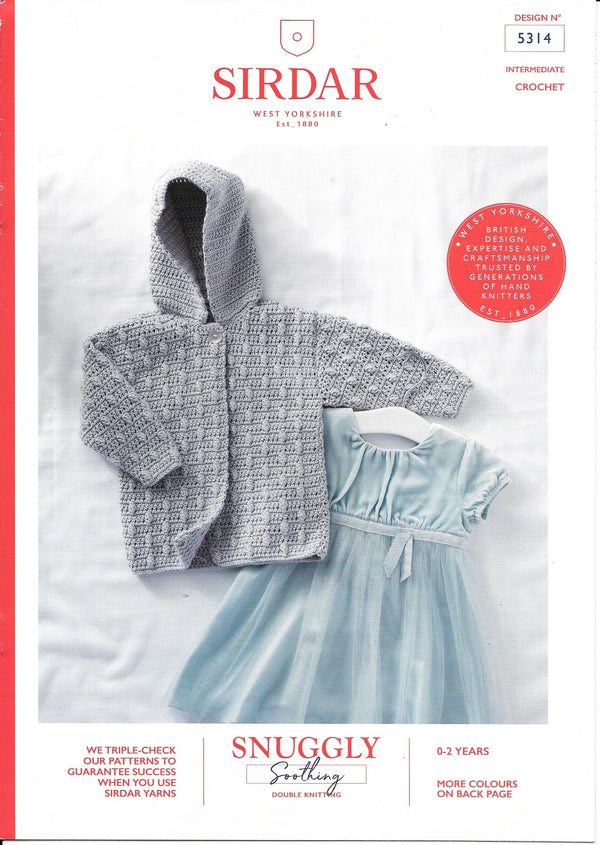 Sirdar 5314 Snuggly Soothing Dk Baby Child Hooded Jacket Crochet Pattern