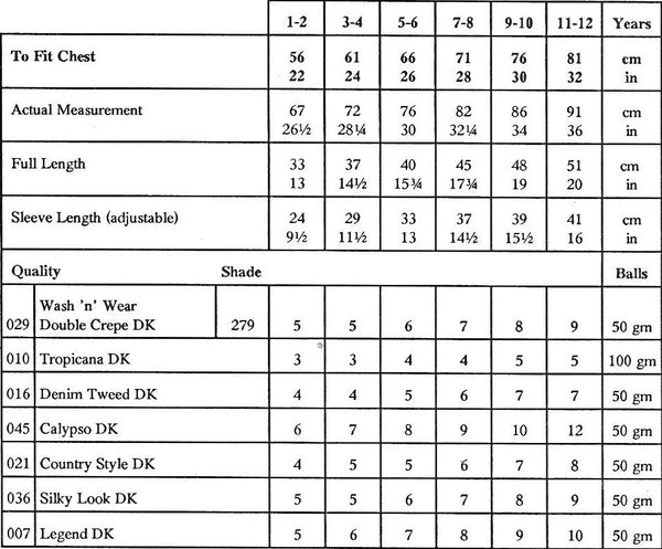 Sirdar 4160 DK Child Cardigan knitting pattern