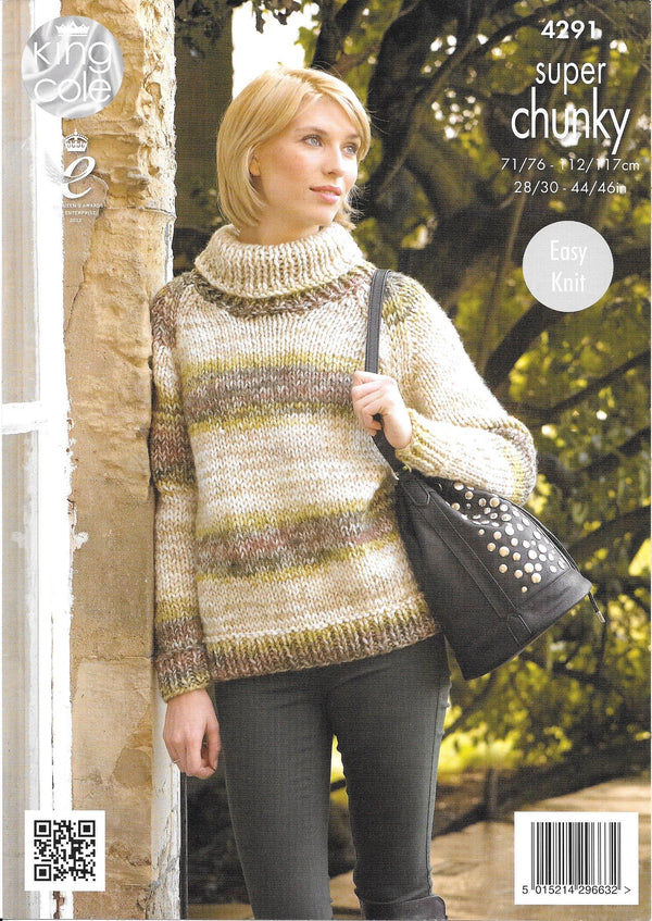 King Cole 4291 Super Chunky Ladies Cardigan and Sweater knitting pattern