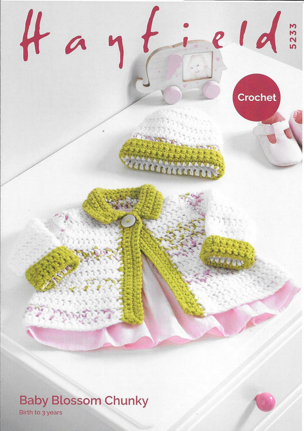 Hayfield 5233 Baby Blossom Chunky Jacket Crochet Pattern