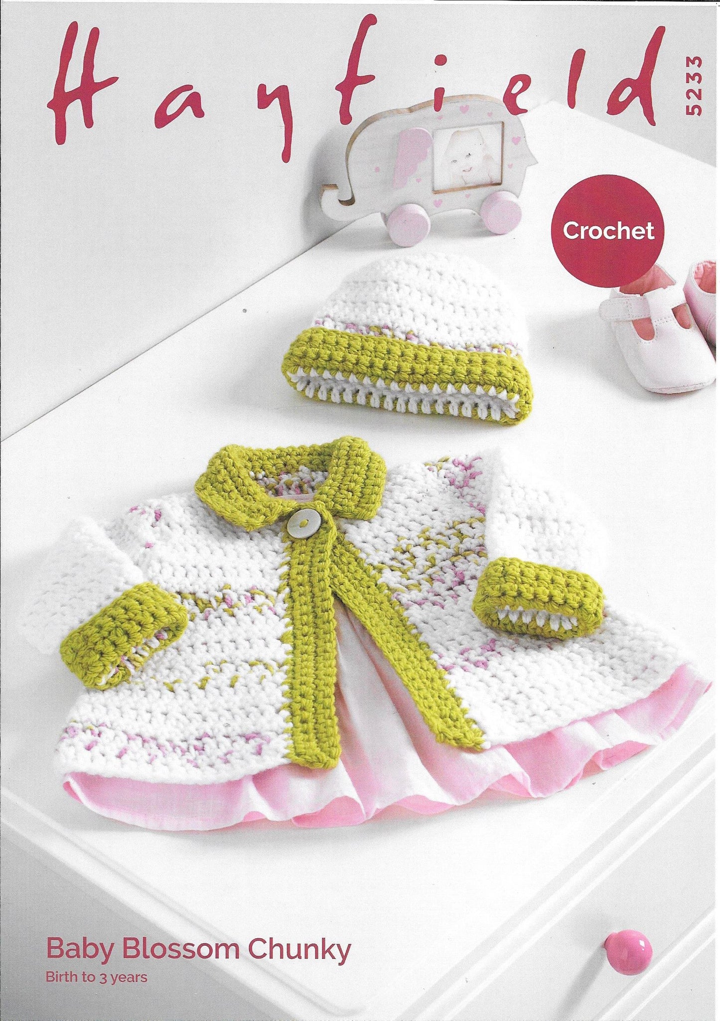 5233 Hayfield Baby Blossom Chunky Jacket Crochet Pattern
