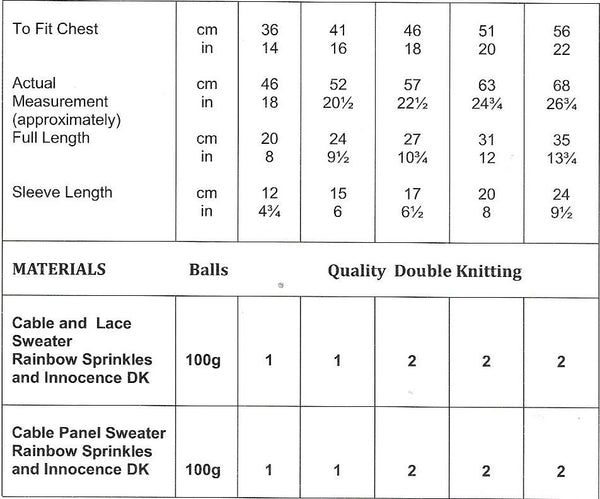 JB645 James C Brett Rainbow Sprinkles and Innocence DK baby sweaters knitting pattern