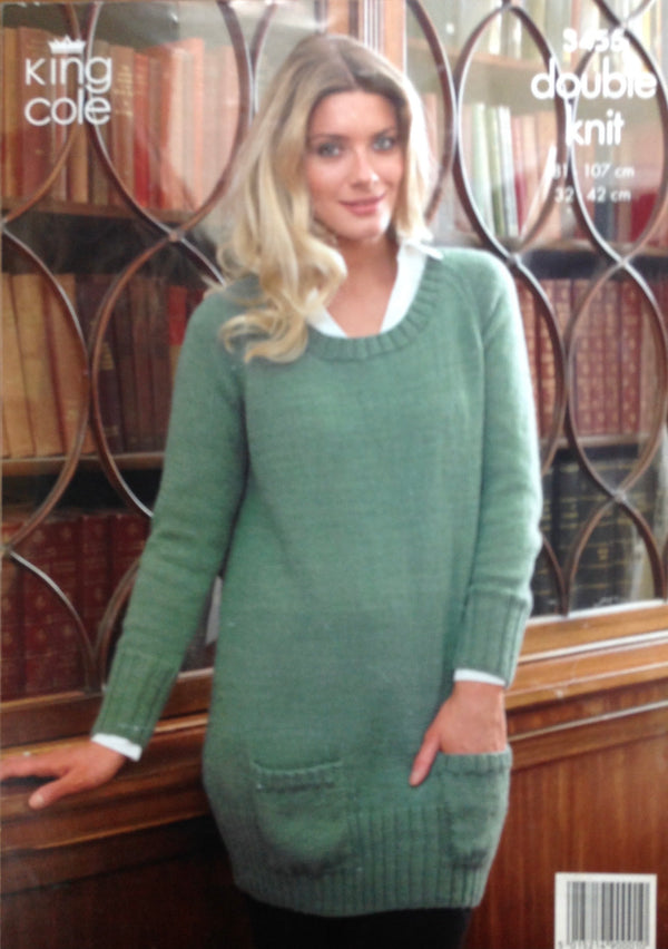 King Cole 3455 Dk ladies Cardigan and Sweater knitting pattern