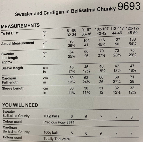 9693 Stylecraft Bellissima chunky Ladies sweater and cardigan knitting pattern